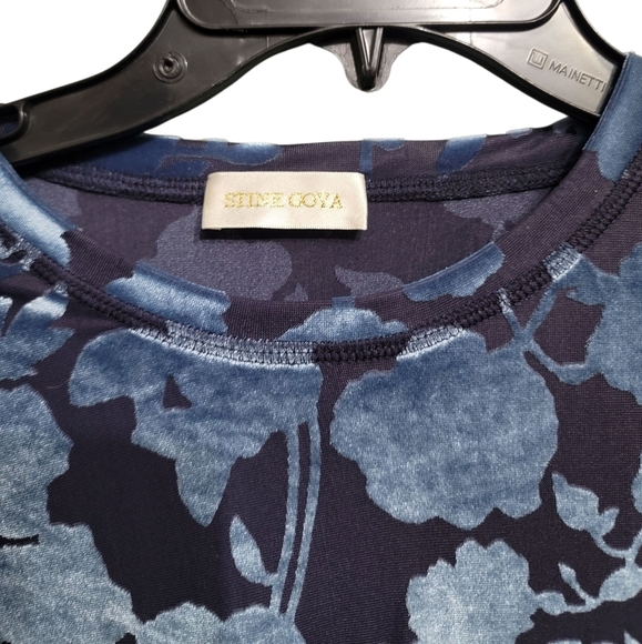 STINE GOYA Womens Blue Delila Long Sleeve T-Shirt Blue Fade Floral Print Large - Picture 3 of 10